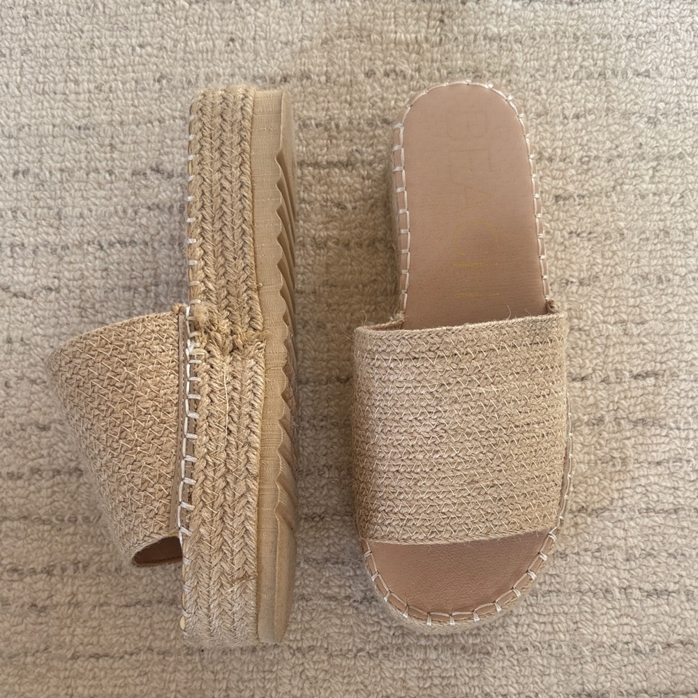 Women's Tan Espadrille Slide Sandals